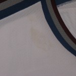 Scott Parker 2006-2007 white Avs game worn neck stain