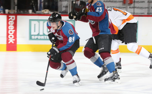 DENVER, CO - MARCH 24: Mikkel Boedker #89 of the Colorado Avalanche skates against the Philadelphia Flyers at the Pepsi Center on March 24, 2016 in Denver, Colorado. (Photo by Michael Martin/NHLI via Getty Images)